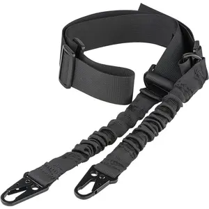 Two Points Rifle Sling with Length Adjuster Traditional Sling with Metal Hook for Outdoors