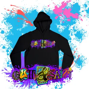 Gutta & Saint Abstract Hoodies - Black Pullover with Hood, Front Graphic Design, Suitable for Men, Stylish Menswear and Day Wear