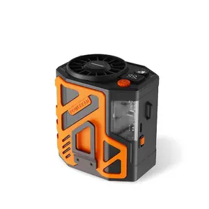 Portable Waist Fan 4000mah Battery, LED Flashlight, USB Rechargeable Cooling Fan, Lightweight Wearable Design for Hiking & Camping, Multifunctional Cooling Fan