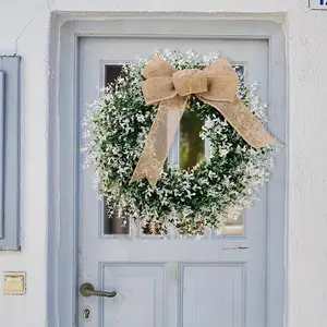Burlap Bow for Wedding or Daily Decor, All Seasons for Front Door,Back Door,Indoor, Outdoor Wreath
