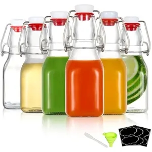 4oz Swing Top Glass Bottles,Small Flip Top Glass bottles with airtight Caps for Home Brewing,Kombucha,2nd Fermentation,Kefir,Beverages,Soda,Oils,Vinegar,Limoncello,Vanilla extract 6 Pack