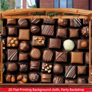 Chocolate Factory Theme Large Background Cloth, Durable Polyester Party Decor, Birthday Wedding Christmas Valentine, Indoor Outdoor Festival Decoration