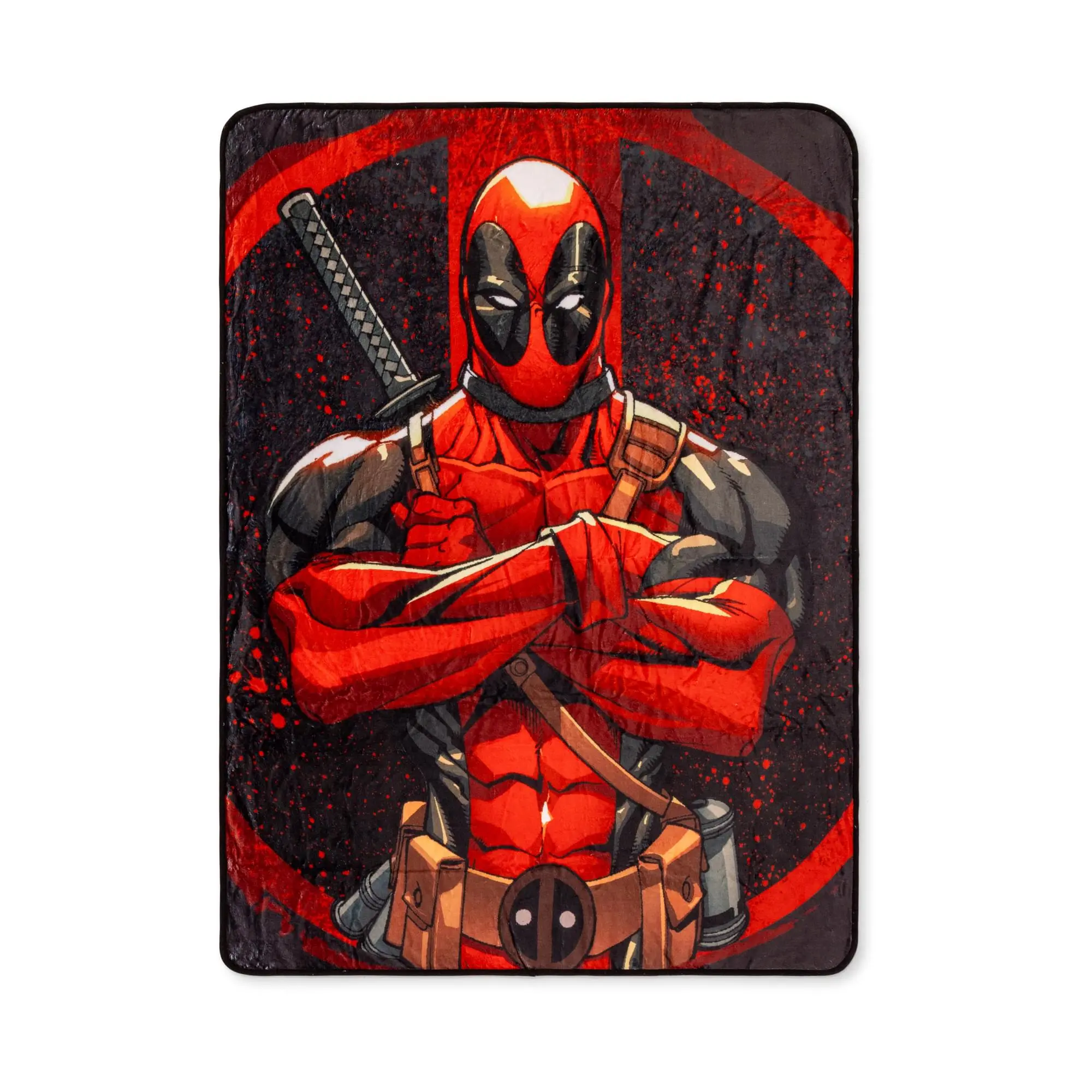 Marvel Deadpool Bold Graphic Arms Crossed Soft Durable Fleece Throw Blanket, 45x60 in, for Road Trips, with Superhero Vibe