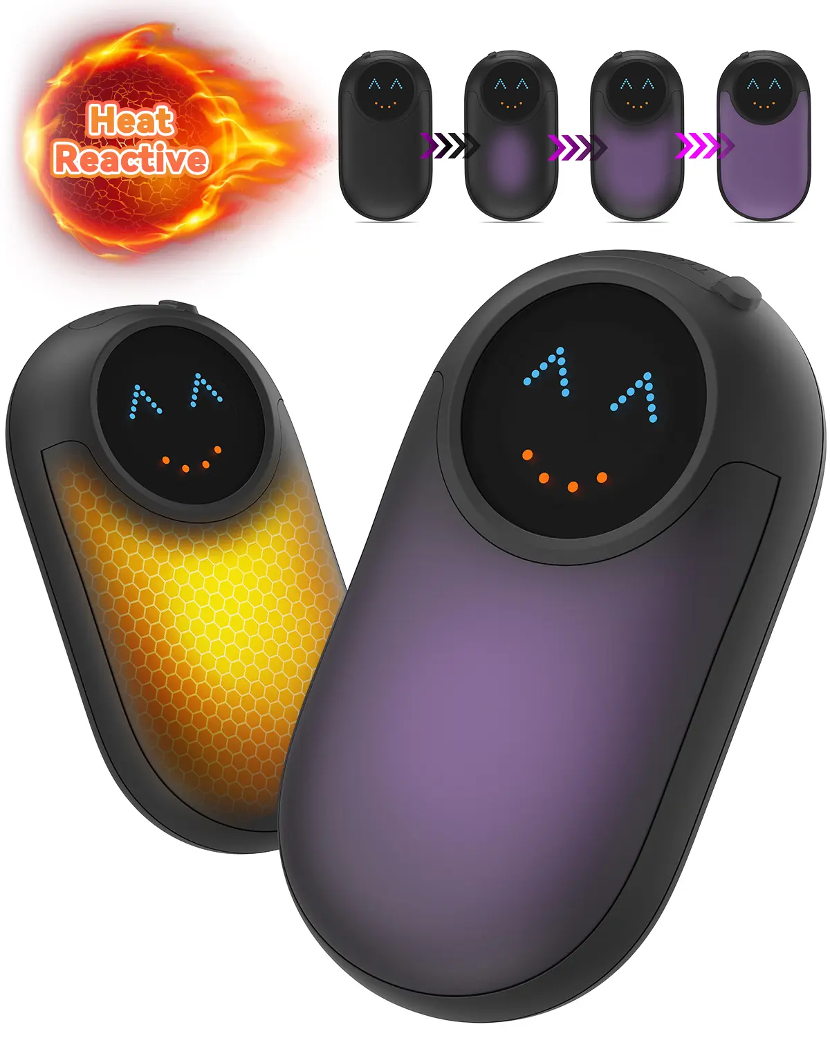 WETIFY Magnetic Electric Hand Warmer Heat Reactive Portable USB Rechargeable for Cold Weather with LED Display and 4 Modes