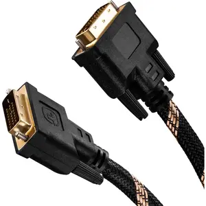 DVI to DVI Cable 15Ft,Nylon Braided DVI-D 24+1 Dual Link Male to Male Digital Video Cable Gold Plated with Ferrite Core Support 2560x1600 for Gaming, DVD, Laptop, HDTV and Projector(16 Ft/5M)