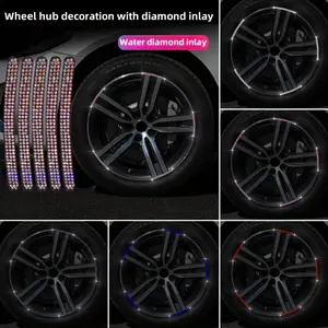 10 Pcs Reflective Diamond Pinstriping Tape - Anti-Scratch, Collision Protection, Shiny Car & Motorcycle Wheel Accents