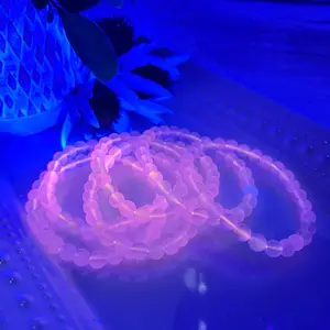 Lovskaya Pink Calcite UV Reaction Natural Crystal Bracelet Elegant Unisex Jewelry with Fluorite & Rose Quartz for Various Occasions