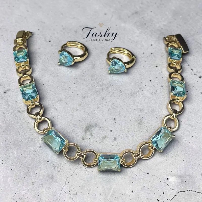 Juego de pulsa y aretes oro laminado 14K