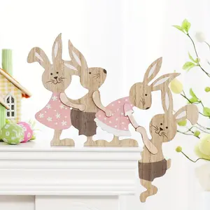 2-Piece Wooden Holiday Plaque Set - 2D Flat Thanksgiving & Easter Bunny Designs, Multi-Purpose Wall Hanging, Tabletop Decor, Home Decor Ornament & Party Garland for Seasonal Celebrations Decoration