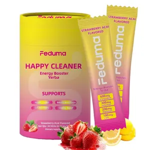 Feduma Happy Cleaner | Premium Wellness Drink Mix | Berberine, Chromium, 5-HTP, Yerba Mate & Magnesium | Strawberry Acai