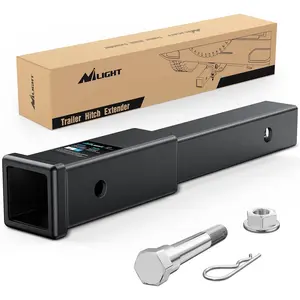 Nilight Trailer Hitch Extender 12 Inch Extension Length Fits for 2 Inch Receiver Tube with 5/8 Inch Stainless Steel Bolt Flange Nut and Clip 3,500 LBS GTW Matte Black