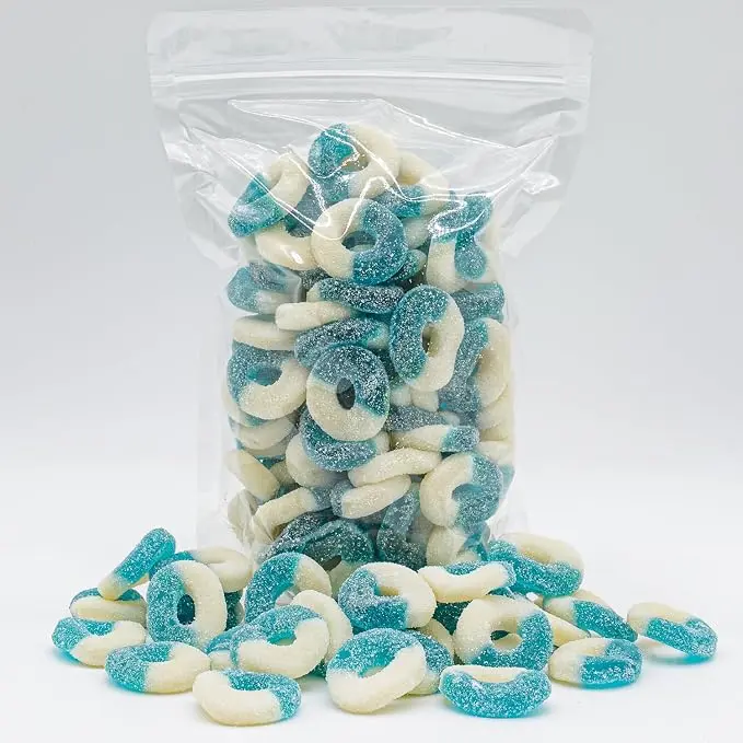 Gummy Candy Bulk BLUE RASPBERRY Rings 4.5 lb – Soft and Chewy Gummies in Resealable Bag, Light Sugar Coated, Gluten Free