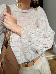 Spring Summer Long Sleeve Knit Sweater for Women, Batwing Sleeves Hoodie, Casual Lazy Style Pullover, Fashionable and Comfortable Womenswear