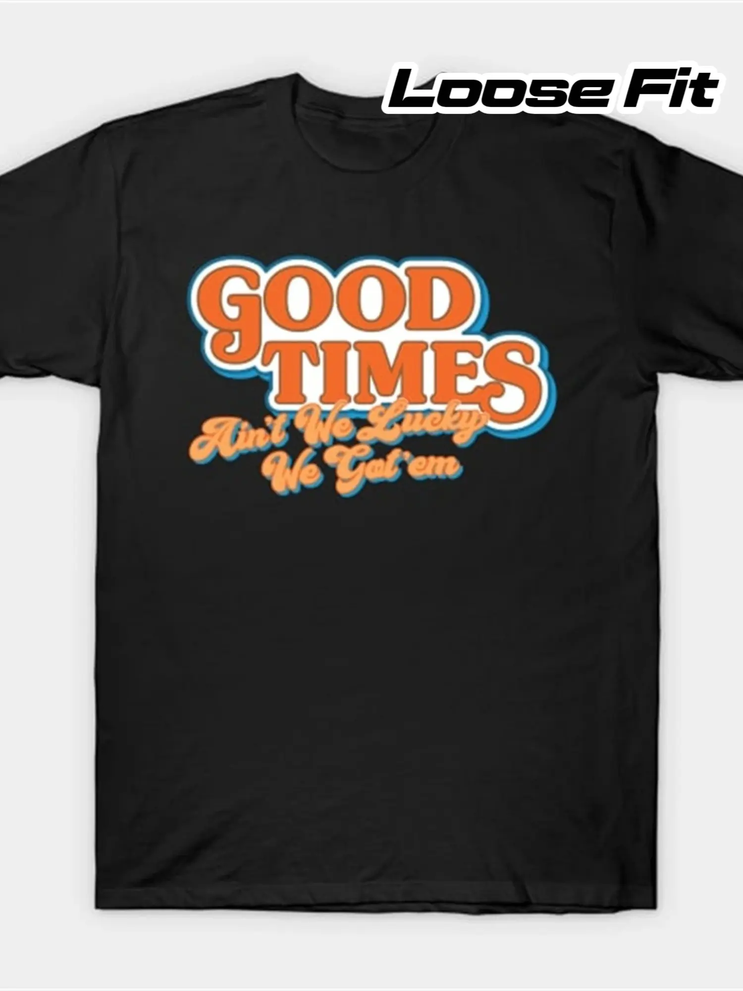 Men's & Women's Good Times Retro TV Show T-Shirt - Vintage 70s/80s Suitable for Casual Wear Short Sleeve Crew Neck Tee with Iconic "Good Times" & "Tell Me" Lyrics Machine Washable Gift for Fans of Series (Unisex)
