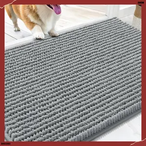 OLANLY Dog Door Mat for Muddy Paws 30x20, Ultra Absorbent Chenille Mud Doormat, Non-Slip Washable and Dirt Trapping Doormat for Indoor Entryway, Quick-Dry Indoor Pet Bed Mats for Dogs, Grey (Costume Sets)