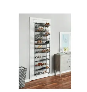 Mainstays 36 Pair Over-The-Door Shoe Closet Organizer Rack for 36 Pairs, 12 Tier, Metal, Gray