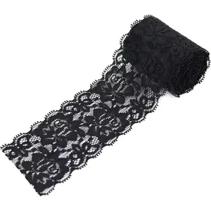 2.4 Inch Black Lace Ribbon,Sewing Lace Trim, Elastic Stretchy Lace Fabric - 5 Yard,Perfect for Crafting,Wedding,Gift Wrapping,Bow Making & Other Projects