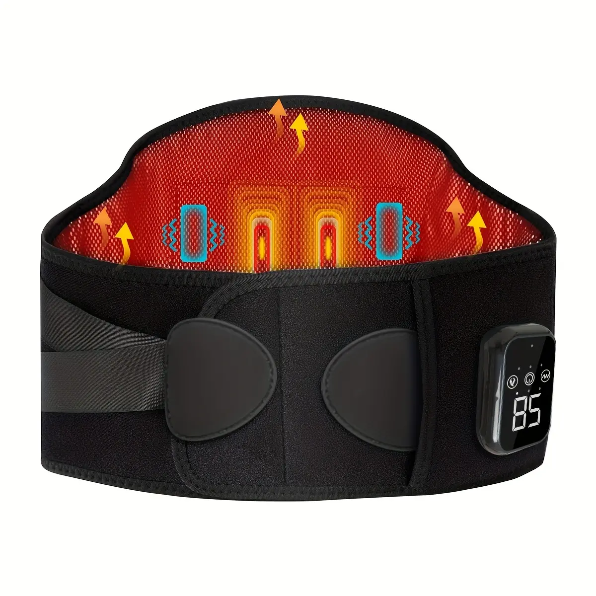 1pc Cordless Heated Waist Massager Belt with Lumbar Support, 3 Heat & Vibration Modes, Adjustable & Wearable Under Clothes, USB Rechargeable