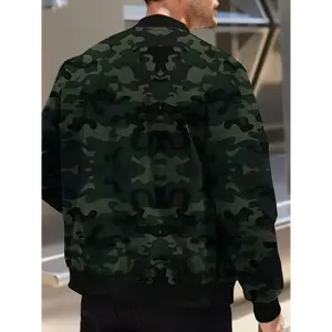 Men's Jacket Set Sports Camouflage Ribbed Full Zipper Casual Outdoor with Pockets Mountaineering Wearable Baseball Jersey for Autumn And Winter