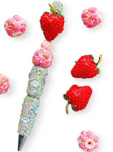 Creative Strawberry Decorative Accessories, Handmade DIY Jewelry for Pen Chain Trendy Cute Keychain For Bags Car Hanging Ornament Indoor Decoration