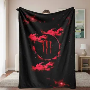 Red Galaxy Planet Flannel Print Blanket, Cosmic Cloud Design Cosmic Blanket - Ultra Soft, Warm, Lightweight Throw for Sofa, Bedroom, Gift Decor, Flannel Print Blankets, Cosmic Blankets