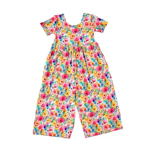 Ariana WIDE LEG ROMPER Bamboo Floral One Piece Soft Breathable Viscose Spandex Easy Wear for Play & Everyday