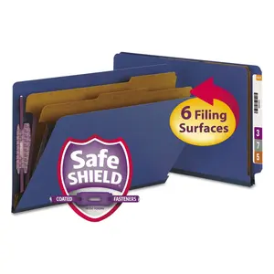 Smead SMD29784 Legal Size End Tab Pressboard Folder with Coated Fastener, Dark Blue, 10/Box, 17 Pt. Kraft Dividers (2 Dividers), 2.2 H x 10.2 W x 15.8 D In.