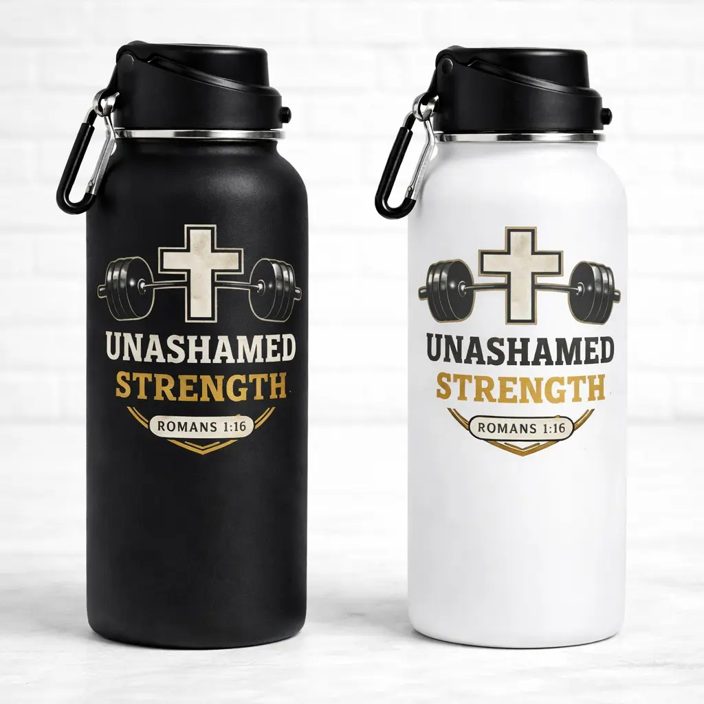Unashamed Strength Stainless Steel Water Bottle for Gym Fitness & Daily Hydration Durable Construction Faith Inspired Design