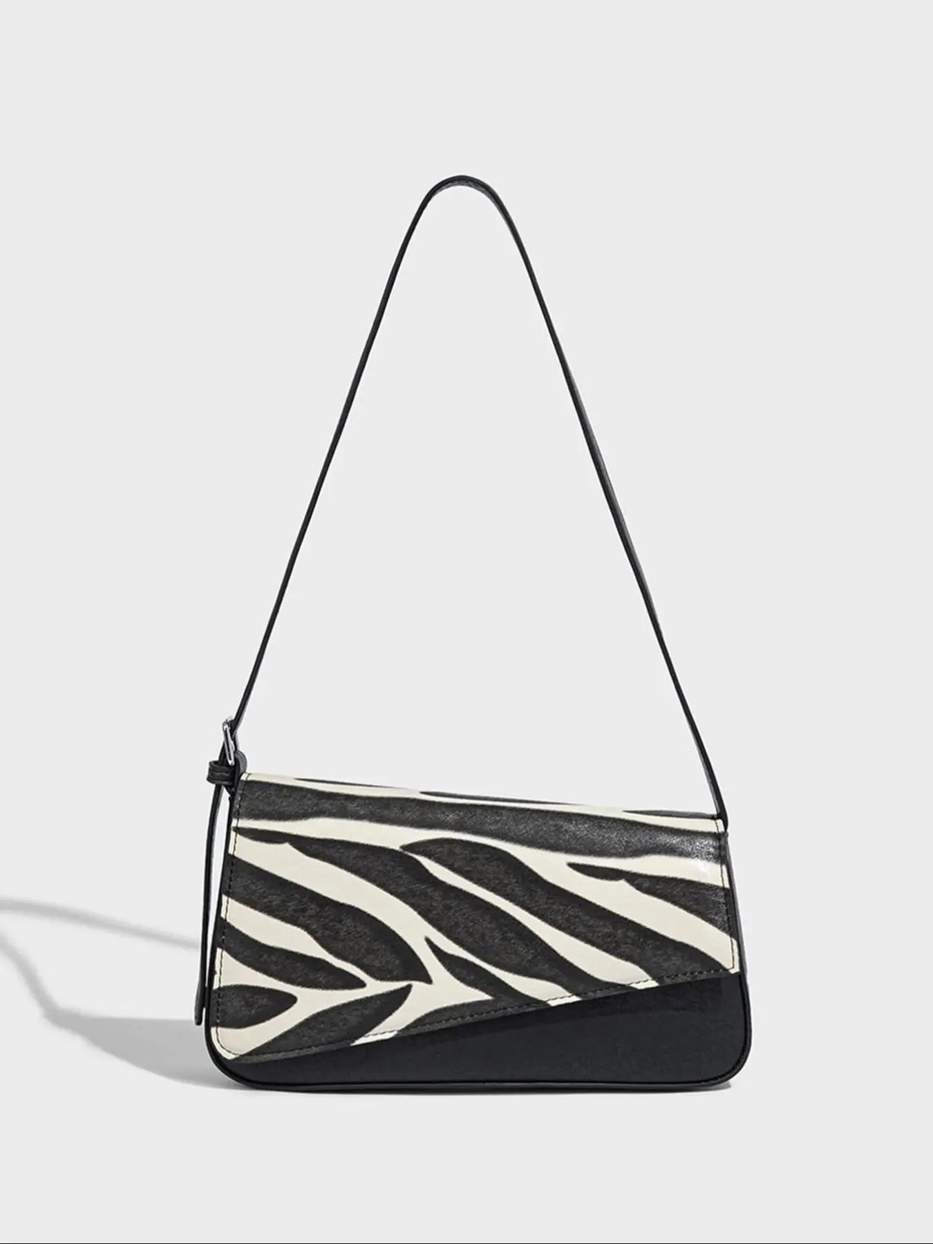 Women's Elegant Colorblock Zebra Stripe Pattern Shoulder Bag, Fashionable PU Leather Crossbody Bag, Fashionable Shoulder Clutch, Classic Shoulder Bag for Work, Commuting, Shopping, Dating, and Gatherings
