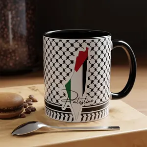 Palestine Kufiya Ceramic Mug, 11oz Accent Coffee Cup, Cultural Symbolism Drinkware