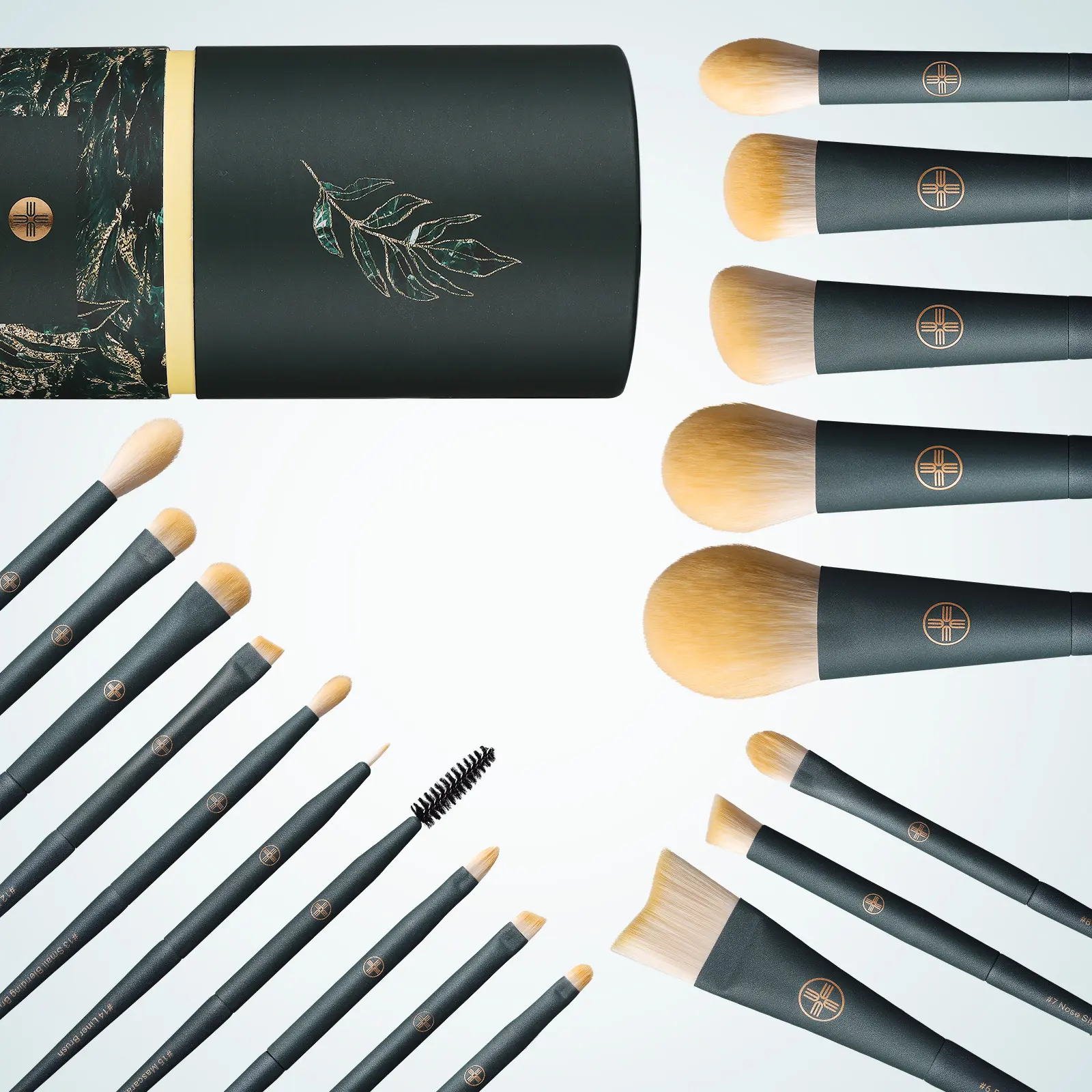 EIGSHOW Makeup Brushes 18pcs Professional Makeup Brush Travel Set with Eco Cylinder 2Cups Holder, Premium Synthetic Foundation Powder Concealer Blush Blending Eye Lip Brush Kit - Cruelty Free