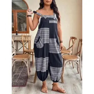 Plus Size Jumpsuit, Casual Comfortable Sleeveless Jumpsuit for Everyday Wear, Women’s Plus Size Clothing for All Seasons