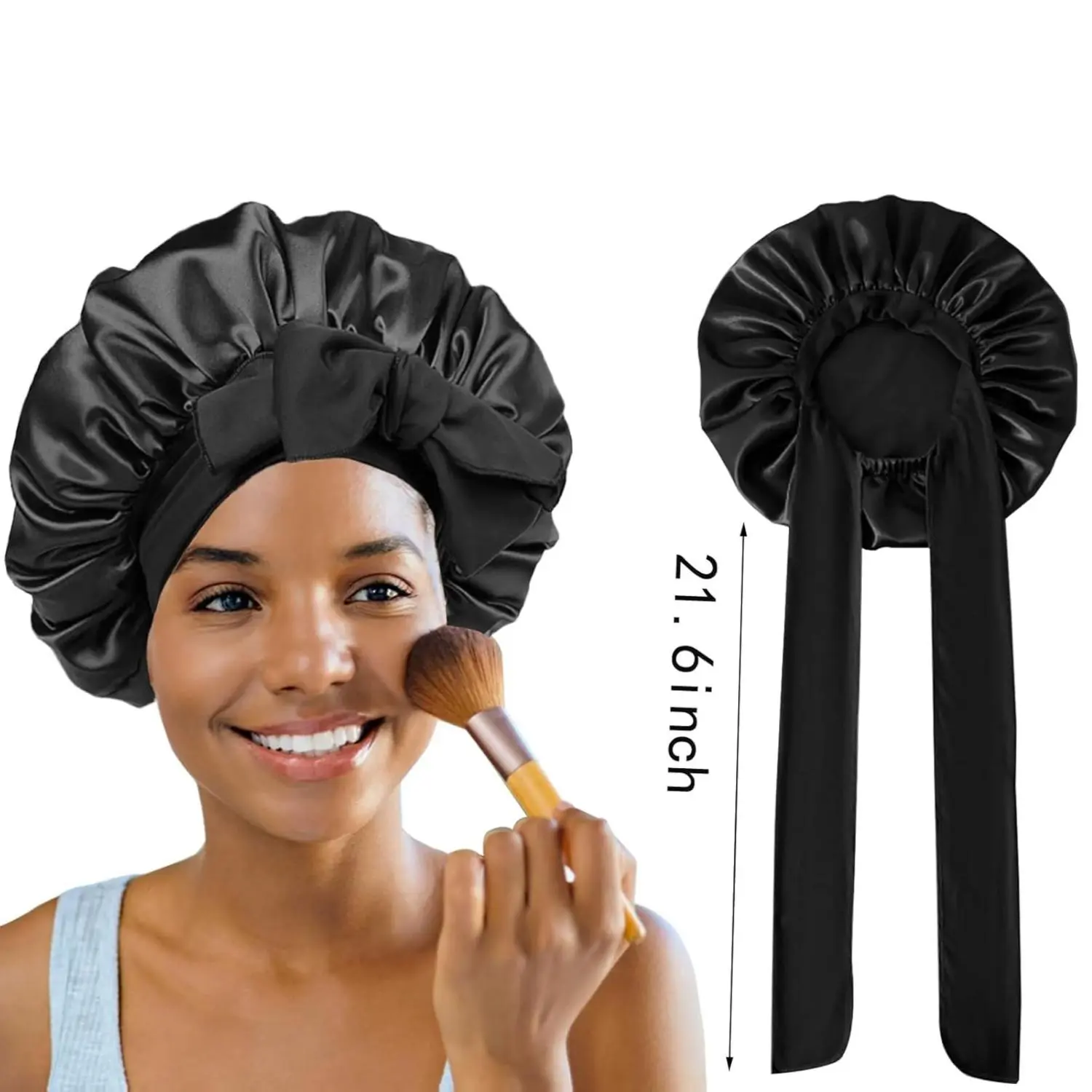 Silk Satin Sleep Bonnet for Curly Hair - Adjustable Soft Silk Cap, Smooth Lightweight, Frizz-Free Comfort, Nighttime Heatless Curl Protection & Anti-Tangle Haircare