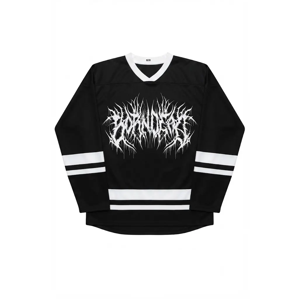 Death Metal Y2K Gothic Clothing, Trendy Y2k Unisex Adult All-Over Print Hockey Jersey Casual Size XS - 5XL
