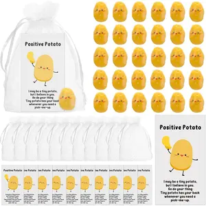 30 Set Inspirational Potato Bulk Resin Cute Realistic Potato with Funny Card Organza Bag Positive Gift Emotional for Employee Coworker Staff Teacher Gift