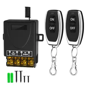 30A Heavy Duty  Remote Control  Kit - DC 12V/24V/48V/72V Long Range 328ft RF Relay,  On/Off  for Lights, Fans, Pumps, Motors (Home & Industrial Use)