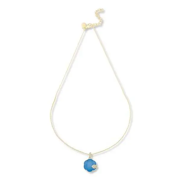 Rarities Fine Jewelry Rarities Blue Chalcedony & Blue Topaz Flower Pendant with Chain