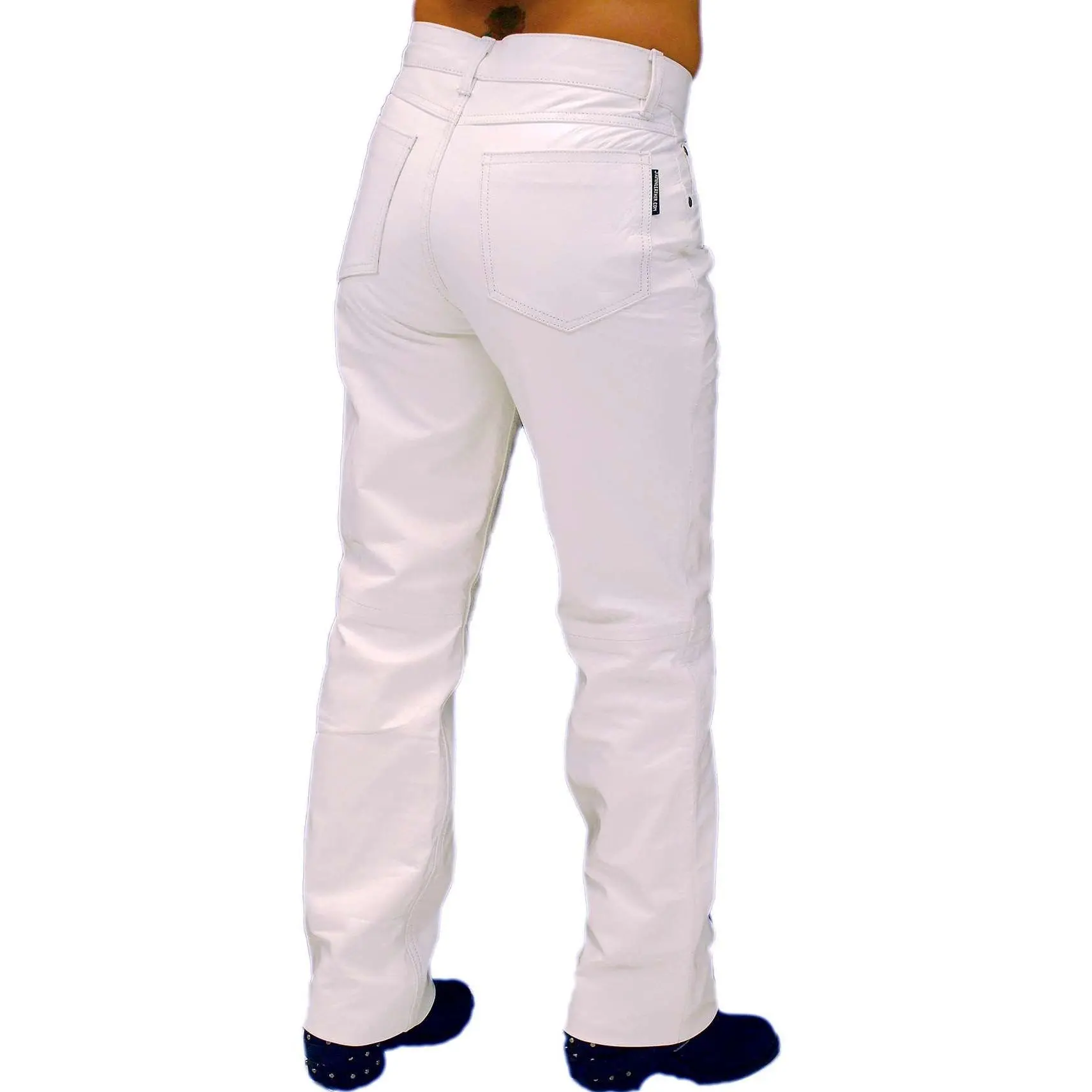 JAMIN LEATHER® White Leather Pants for Women LP710W Classic Five Pocket Design Fitted Minimalist Womenswear Bottoms