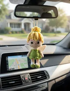 Handmade Tinker Bell Crochet Car Hanging, Magical Fairy Charm