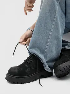 Unisex Coffee Platform Derby Shoes: Durable Leather, Anti-Slip Sole, Classic Lacing. For Outdoor Trips/Short Hikes, Footwear