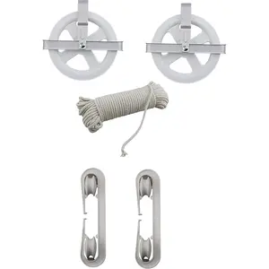 Dependable Industries Inc. Essentials Laundry Clothesline Kit 100ft Cotton Line, 2 Rustproof Pulleys, and 2 Spreaders White