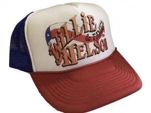 Willie Nelson and Family Trucker Hat Retro 80's Vintage Style Red White and Blue Snapback Foam Mesh Adjustable Trucker Cap