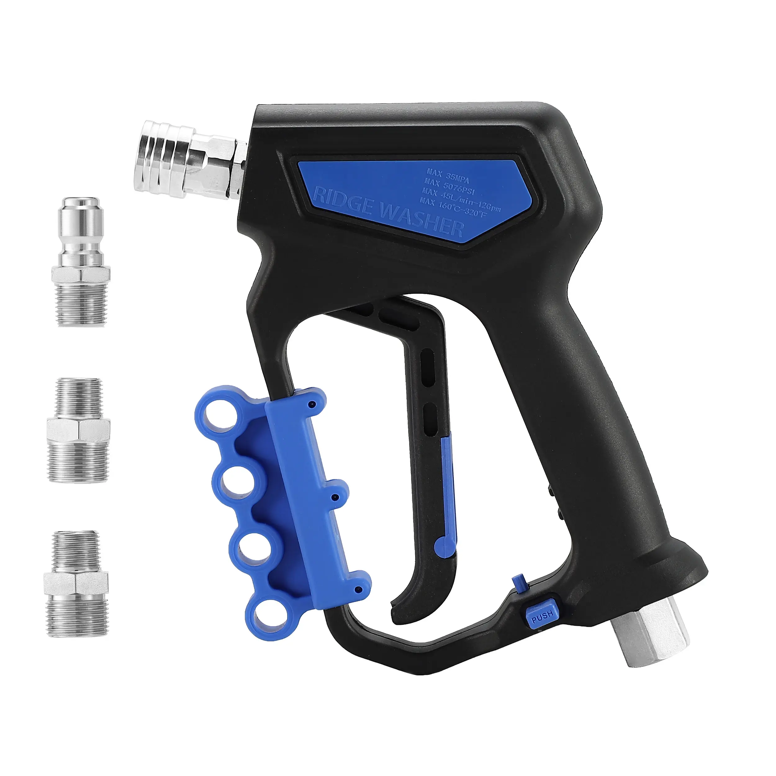 RIDGE WASHER 360° Swivel Design Spray Lance - 5000 PSI, 12 GPM, 1/4" Quick Connector, 3/8 NPT Thread, M22-14mm & M22-15mm Fittings, Locking Handle, 1.92 lbs Plastic Pressure Washer Equipment for Foam Cannon, 9.57 X 7.2 X 1.97 Inches, Stainless Core