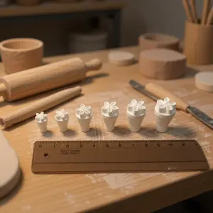 8pcs Clay Stamp & Molding Kit, Flower Stamps of Different Sizes - DIY Plastic Clay Set for Making, Pottery, Scrapbooking, Card Making - Compatible with Polymer Clay, Wax, Resin Crafts