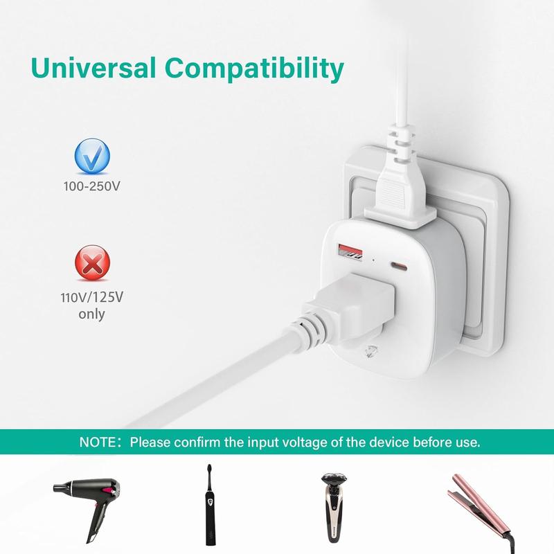 European Travel Plug Adapter, PD 20W USB-C International Power Plug, 2 Outlets & 2 USB Charger,  Type C Outlet Adaptor Charger for  to  France , Travel Essentials