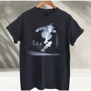 Wizard Skateboarding Oddly Specific T-Shirt Unisex Vintage Meme Graphic Tee Sarcastic Internet Humor Novelty Short Sleeve Apparel for Men and Women Aesthetic Retro Skater Fashion Top Viral Trendy Weirdcore Streetwear Shirt Photorealistic Digital Prints