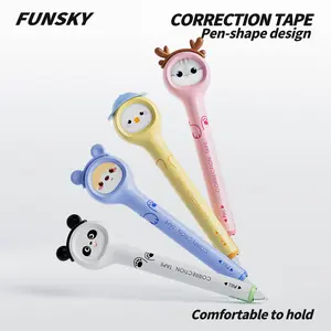 Correction tape, cartoon pen-style, pen-shaped design, easy to carry, comfortable grip, integrated cap. Pack of 8. School supplies, office supplies, correction stationery, student stationery, office stationery.