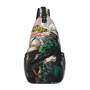 My Hero Academia Chest Bag Full Print Crossbody Sling Pack with Zipper Lightweight Durable Water Resistant Ideal Gift for School Work Travel and Camping