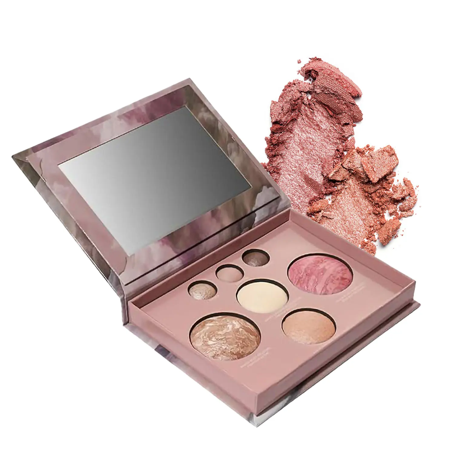 7-Color Baked Cosmetic Palette, Full-Size 4-in-1 Compact with Blush, Highlighters, Bronzer, 3 Eyeshadows, Travel-Friendly, Highly Pigmented, Long-Lasting, Creamy, Color Correction, Radiant, Powder, Glossy, Facial Makeup, Full Face Set, High Pigment, Singl