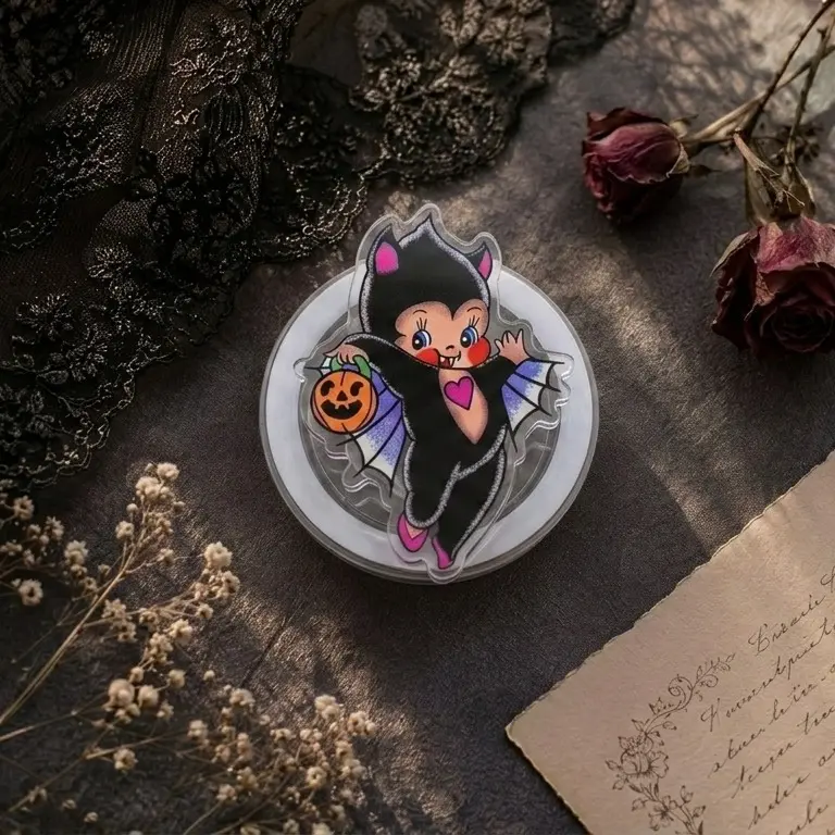 Cute Bat Vampire Baby Phone Grip Stand Unique Gothic Style Finger Holder for Smartphones and Tablets